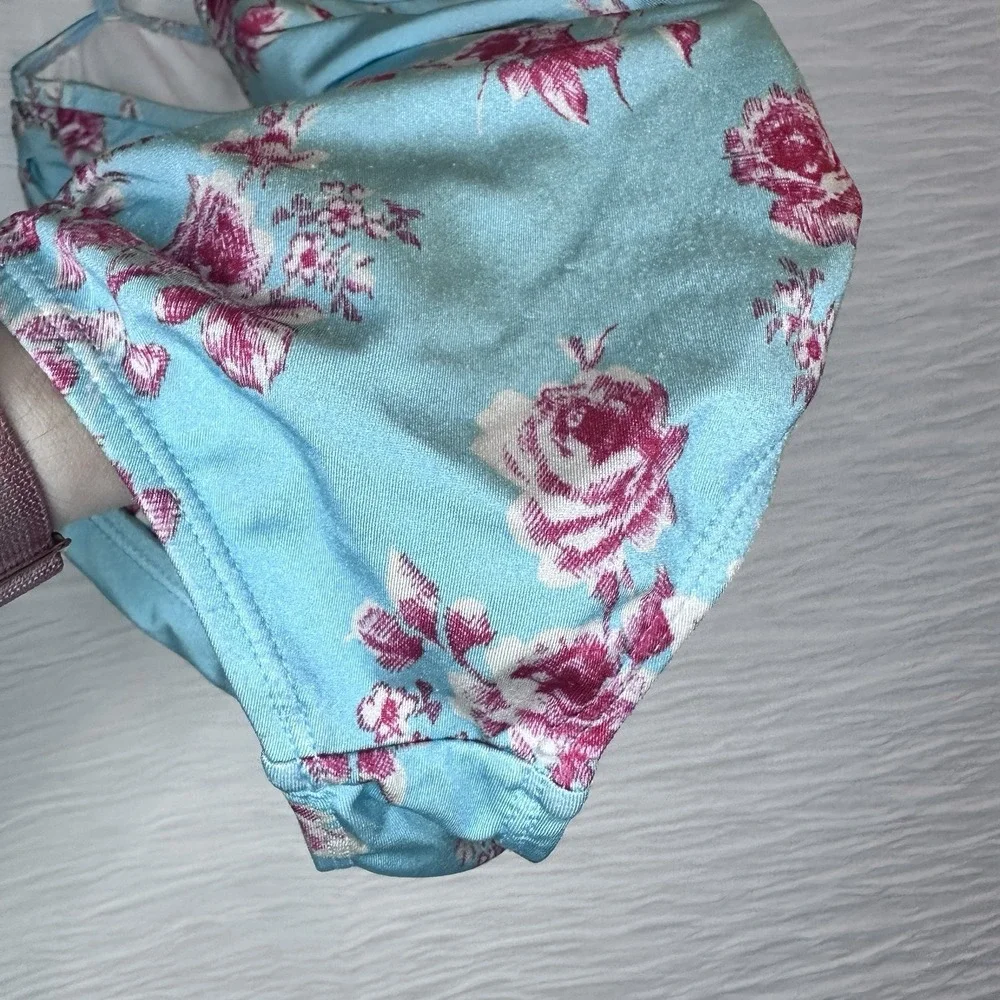 Janie and Jack‎ Pink Floral Blue Ruffle Swimsuit One Piece Girl's Size 6